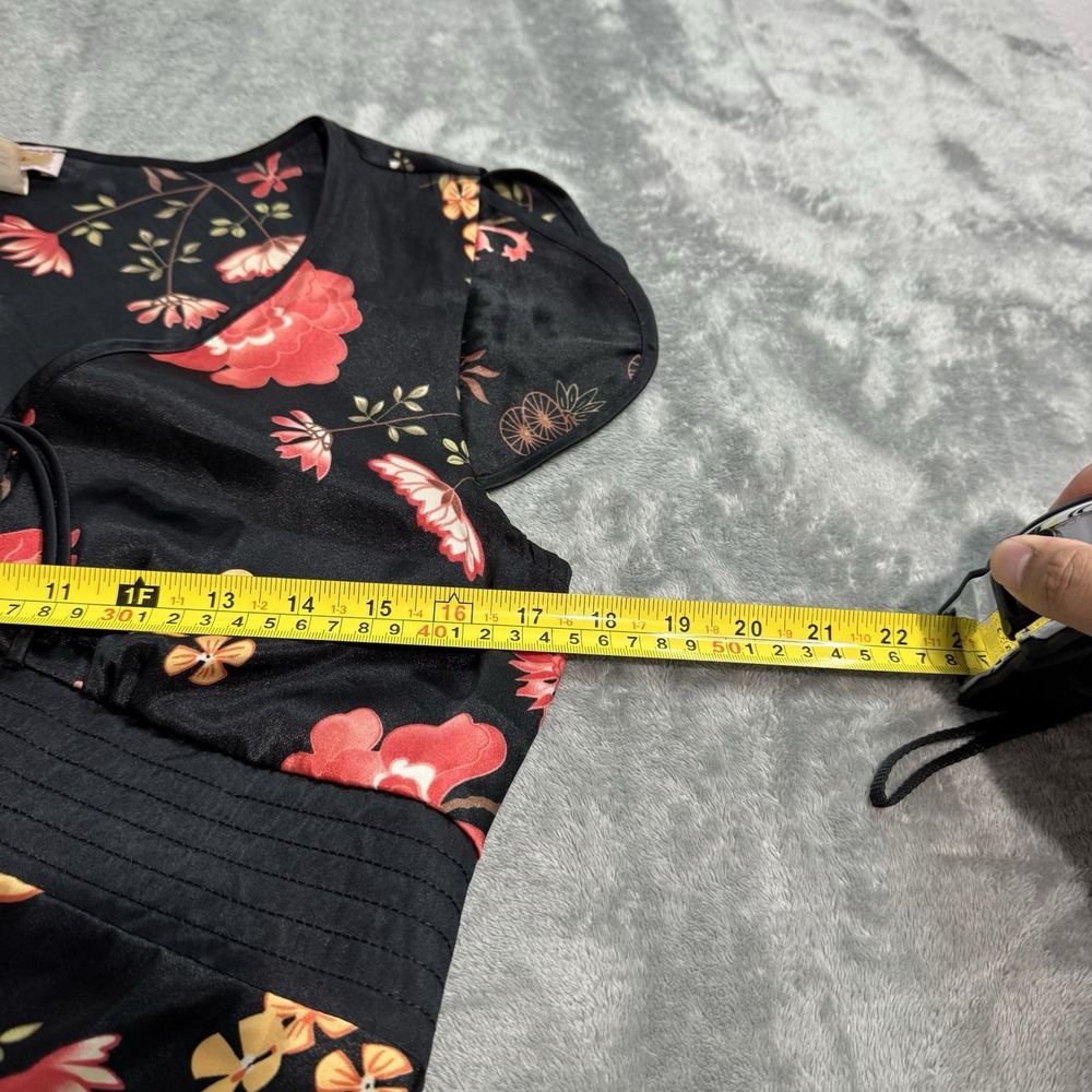 VTG Y2K Miss Me Floral Babydoll Tie Top Size L Grunge Whimsy Goth Rave Retro - Picture 7 of 8